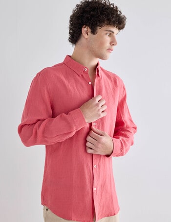 Gasoline Linen Shirt, Faded Red product photo