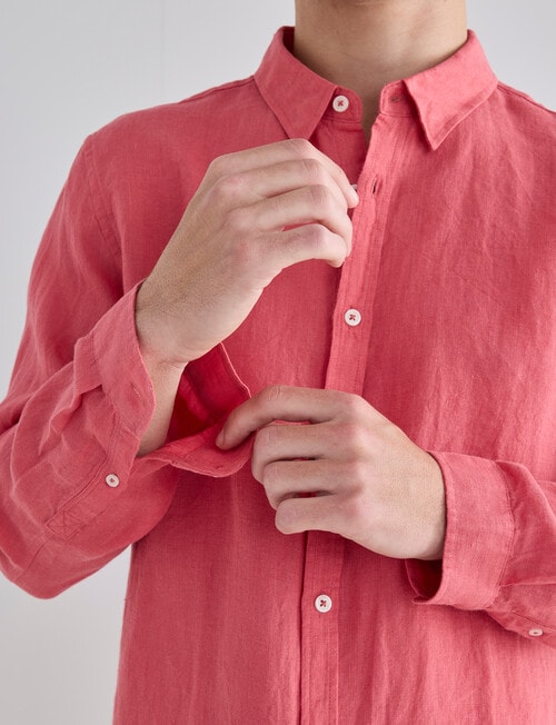 Gasoline Linen Shirt, Faded Red product photo View 05 L