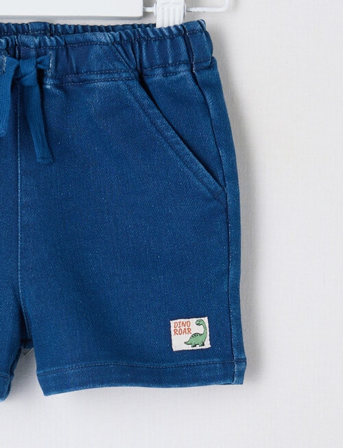 Teeny Weeny Dino Roar Knit Short, Navy Blue product photo View 02 L