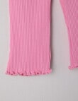 Teeny Weeny Strawberry Fields Play Rib Flare Legging, Pop Pink product photo View 02 S