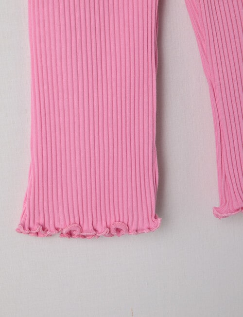 Teeny Weeny Strawberry Fields Play Rib Flare Legging, Pop Pink product photo View 02 L