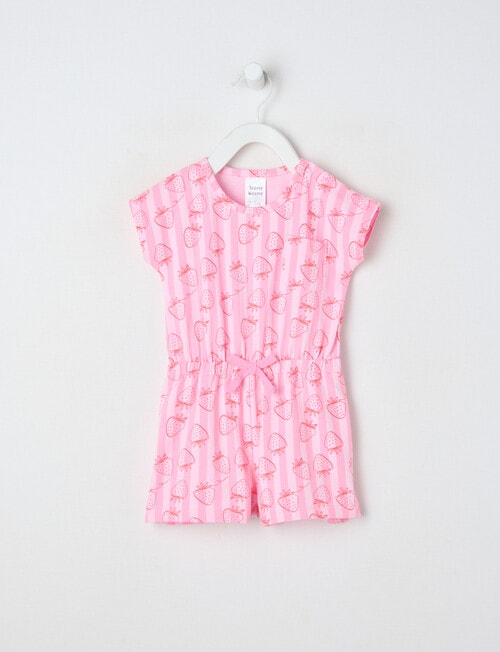 Teeny Weeny Strawberry Fields Play Romper, Pink product photo