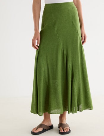 Zest Linen Blend Swirl Maxi Skirt, Cactus product photo