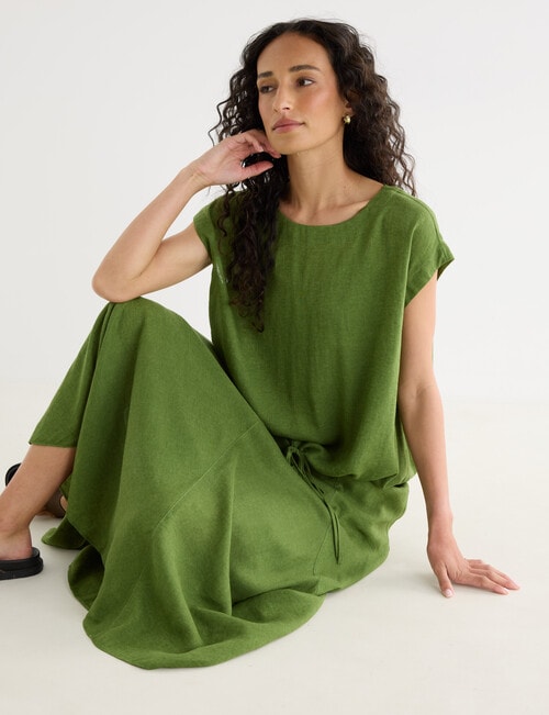 Zest Linen Blend Swirl Maxi Skirt, Cactus product photo View 03 L