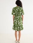 Zest Linen Blend Gathered Dress, Leaf Print product photo View 02 S