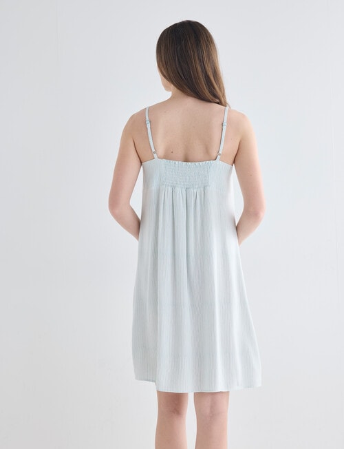 Whistle Sleep Strappy Nightie, Aqua Stripe product photo View 02 L