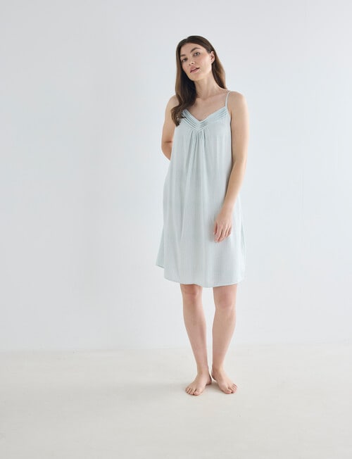 Whistle Sleep Strappy Nightie, Aqua Stripe product photo View 03 L