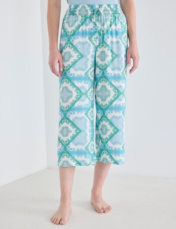 Whistle Sleep Shirred Waist Crop, Scarf Print product photo