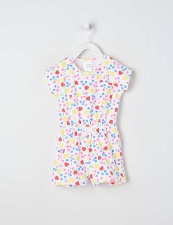 Teeny Weeny Strawberry Fields Play Romper, White & Pink product photo