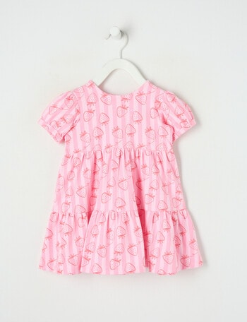 Teeny Weeny Strawberry Fields Play Strawberry Stripe AOP Dress, Pink product photo