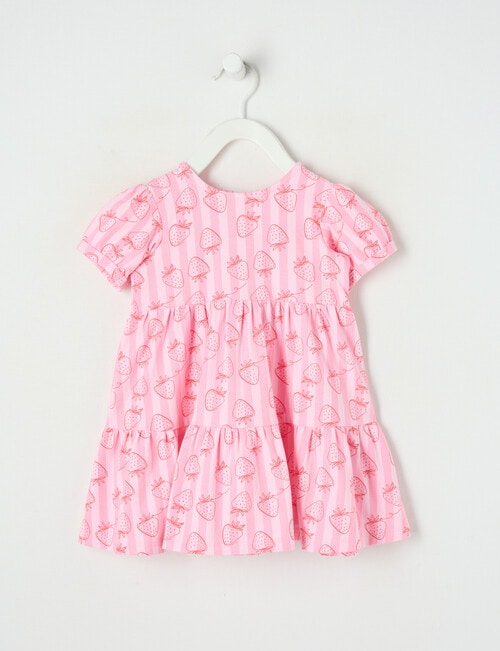 Teeny Weeny Strawberry Fields Play Strawberry Stripe AOP Dress, Pink product photo