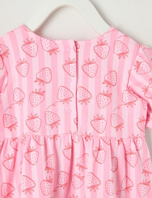 Teeny Weeny Strawberry Fields Play Strawberry Stripe AOP Dress, Pink product photo View 02 L