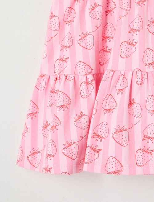 Teeny Weeny Strawberry Fields Play Strawberry Stripe AOP Dress, Pink product photo View 04 L
