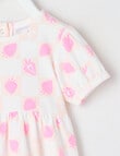 Teeny Weeny Strawberry Fields Tiered Dress, White & Pink product photo View 02 S