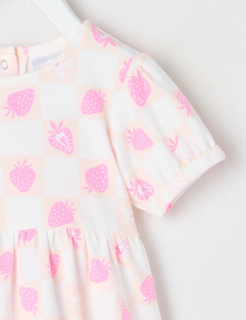 Teeny Weeny Strawberry Fields Tiered Dress, White & Pink product photo View 02 L