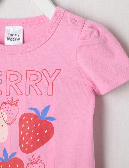 Teeny Weeny Strawberry Fields Play Short Sleeve Tee, Pop Pink product photo View 02 L