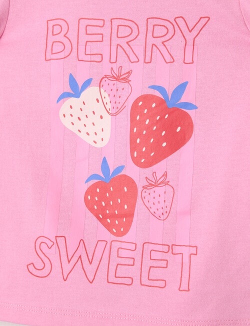 Teeny Weeny Strawberry Fields Play Short Sleeve Tee, Pop Pink product photo View 03 L