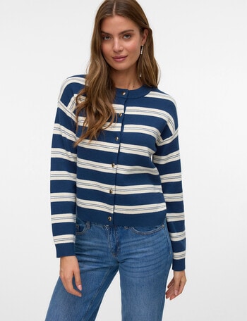 Vero Moda Gold Stripe Long Sleeve Cardigan, Denim & Birch product photo