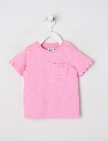 Teeny Weeny Strawberry Fields Play Short Sleeve Tee, Pop Pink product photo