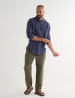 Gasoline Long Sleeve Linen Shirt, Navy product photo View 03 S