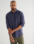 Gasoline Long Sleeve Linen Shirt, Navy product photo View 05 S