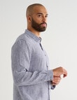Gasoline Long Sleeve Linen Shirt, Charcoal product photo
