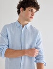 Gasoline Stripe Linen Shirt, Light Blue product photo