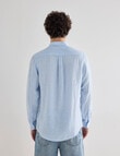 Gasoline Stripe Linen Shirt, Light Blue product photo View 02 S