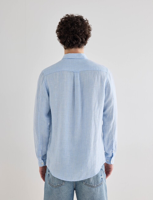 Gasoline Stripe Linen Shirt, Light Blue product photo View 02 L
