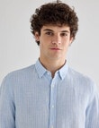 Gasoline Stripe Linen Shirt, Light Blue product photo View 05 S