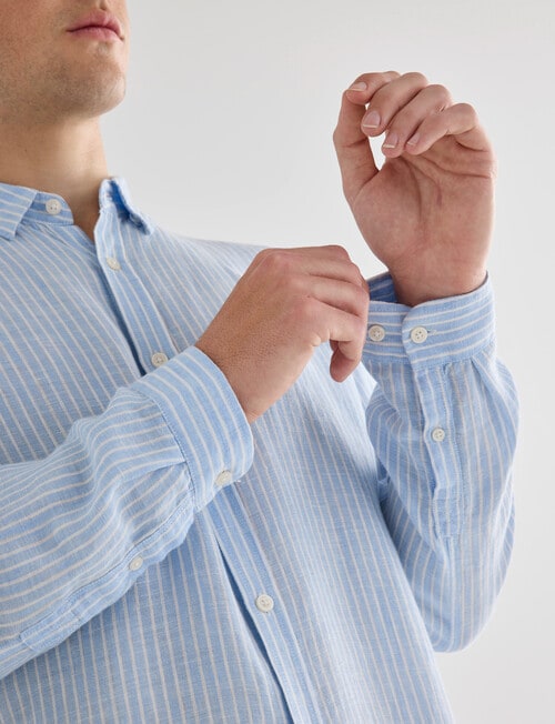 Gasoline Stripe Linen Shirt, Light Blue product photo View 06 L