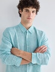Gasoline Mini Stripe Linen Shirt, Mint product photo