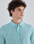 Gasoline Mini Stripe Linen Shirt, Mint product photo View 05 S