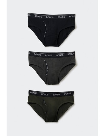 Bonds Guyfront Brief, 3-Pack, Kombu, Asphalt Marle & Nu Black product photo