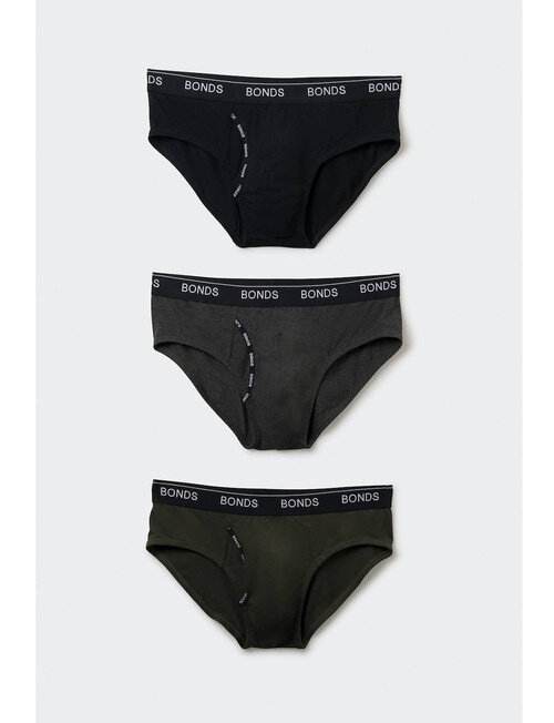 Bonds Guyfront Brief, 3-Pack, Kombu, Asphalt Marle & Nu Black product photo