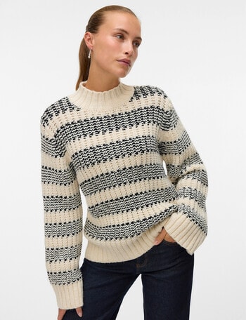 Vero Moda Skye Long Sleeve Highneck Pullover, Birch product photo