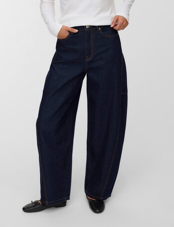 Vero Moda Kaitlin Wide Barrel Jean, Dark Blue Denim product photo