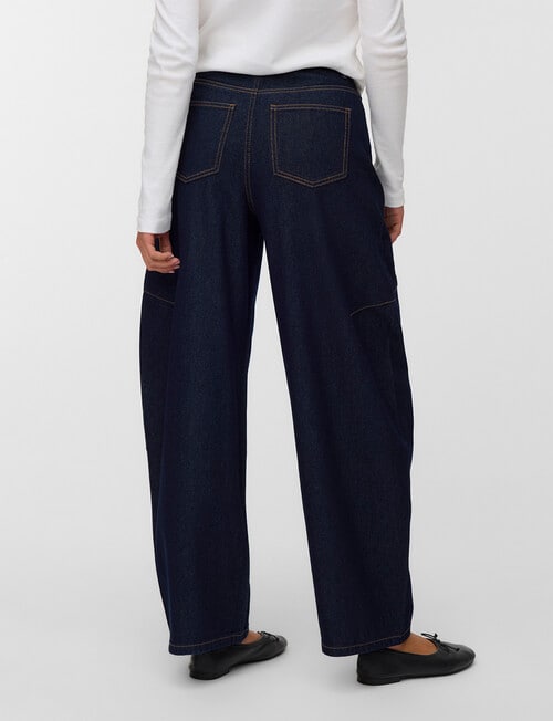 Vero Moda Kaitlin Wide Barrel Jean, Dark Blue Denim product photo View 02 L