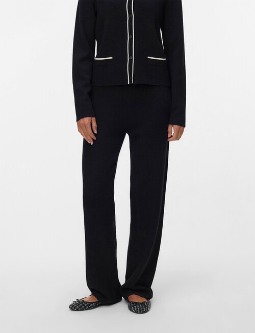 Vero Moda Gold Contrast Loose Knit Pant, Black product photo