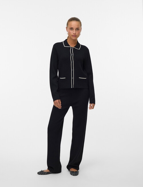 Vero Moda Gold Contrast Loose Knit Pant, Black product photo View 04 L