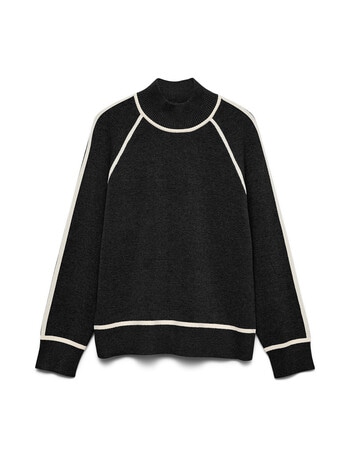 Vero Moda Gold Long Sleeve Highneck Pullover, Black product photo