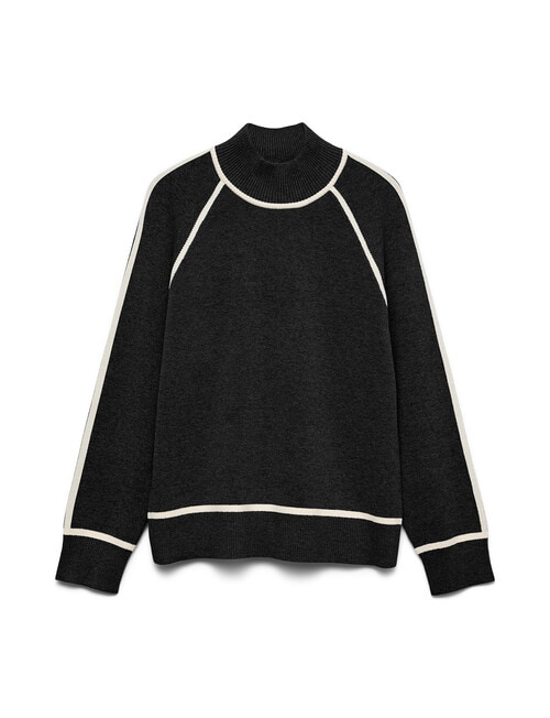 Vero Moda Gold Long Sleeve Highneck Pullover, Black product photo