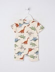 Teeny Weeny Dino Roar Knit Romper Dino AOP,Cream product photo