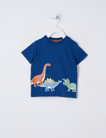 Teeny Weeny Dino Roar Play Short Sleeve Tee, Navy Blue product photo
