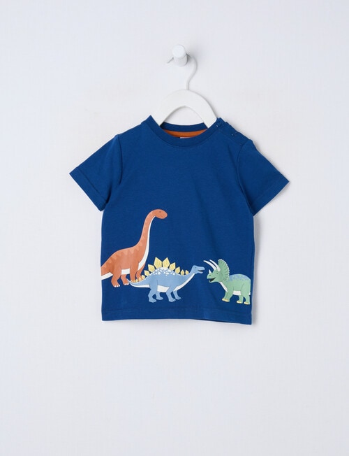 Teeny Weeny Dino Roar Play Short Sleeve Tee, Navy Blue product photo