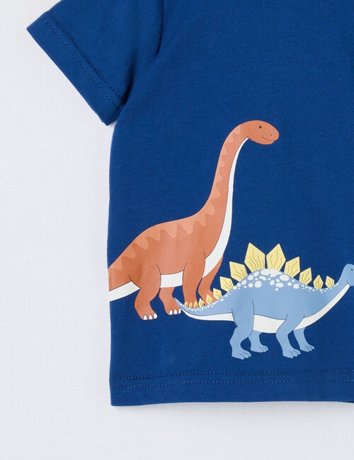 Teeny Weeny Dino Roar Play Short Sleeve Tee, Navy Blue product photo View 03 L