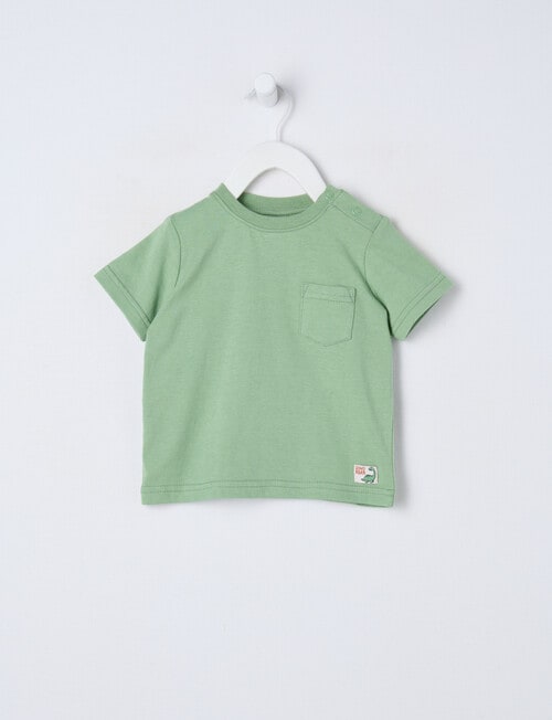 Teeny Weeny Dino Roar Play Short Sleeve Tee, Eucalyptus product photo