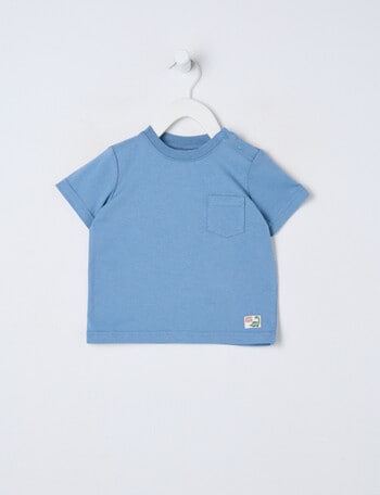 Teeny Weeny Dino Roar Play Short Sleeve Tee, Steel Blue product photo