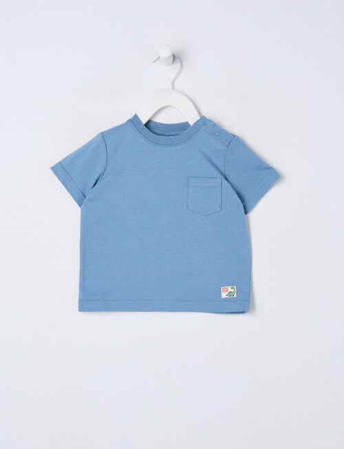 Teeny Weeny Dino Roar Play Short Sleeve Tee, Steel Blue product photo