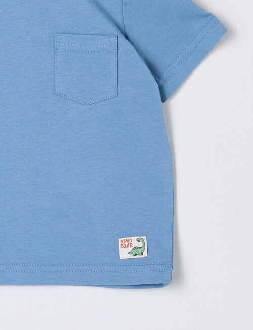 Teeny Weeny Dino Roar Play Short Sleeve Tee, Steel Blue product photo View 03 L